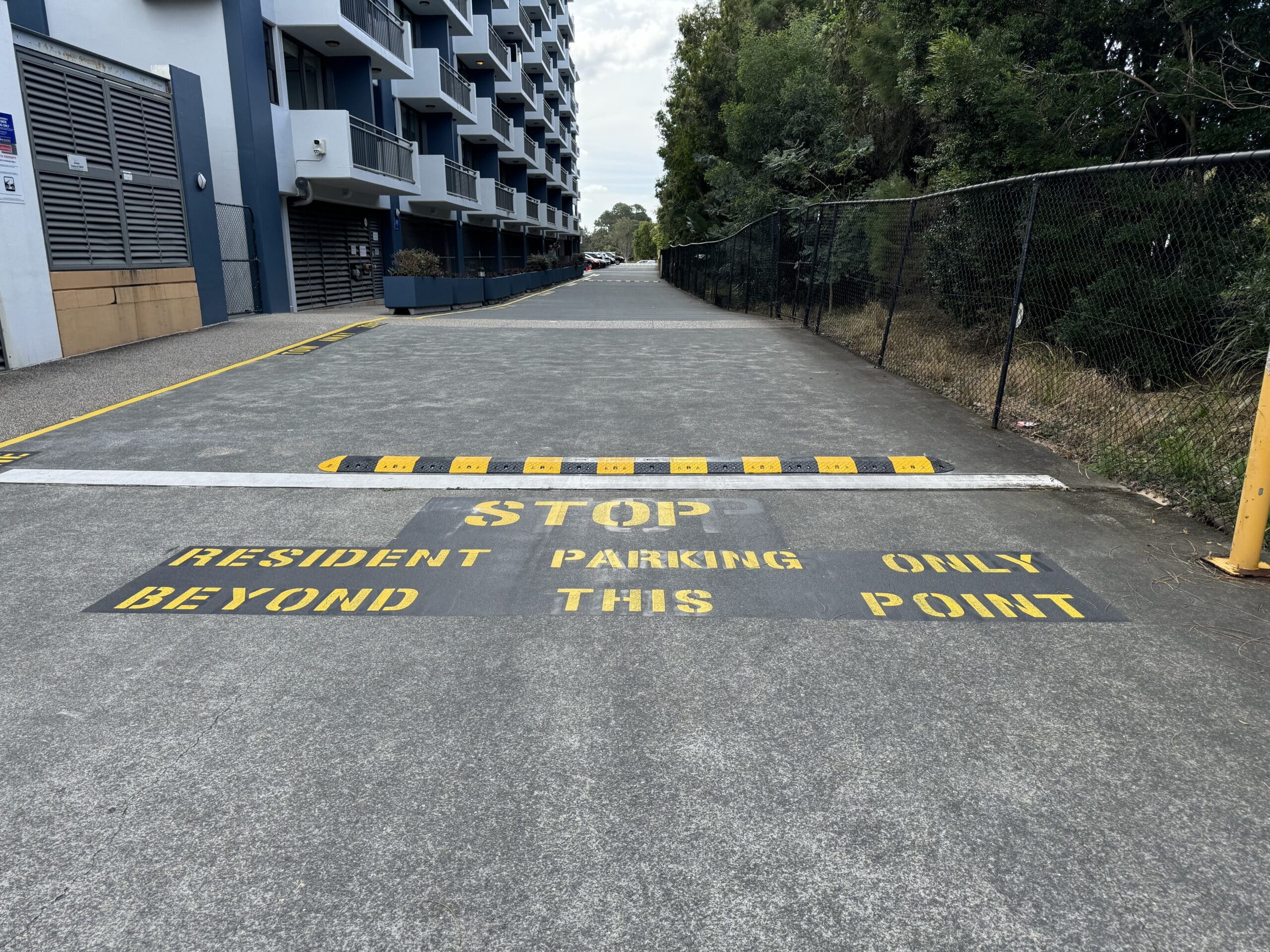 Varsity Towers 50MM Flat Top Rubber Speed Hump Installation ROBINA Gold Coast 06092024